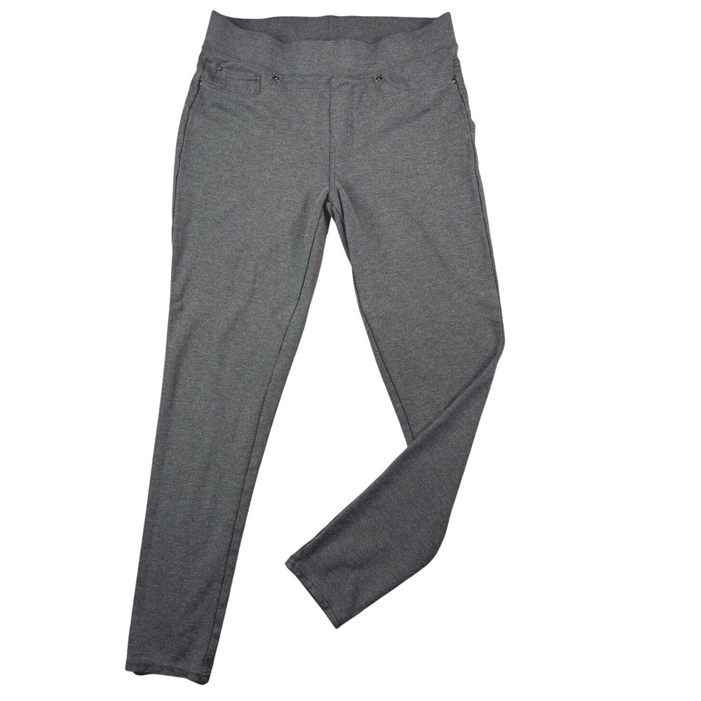 Seven7 Women Charcoal Gray Heather Pull On Skinny Pants Medium Stretch Trousers